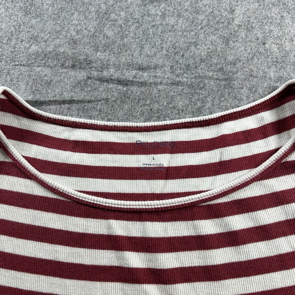Polo Anthropologie Top Womens Large Envelope Tee Ribbed Striped Red White - Picture 2 of 7